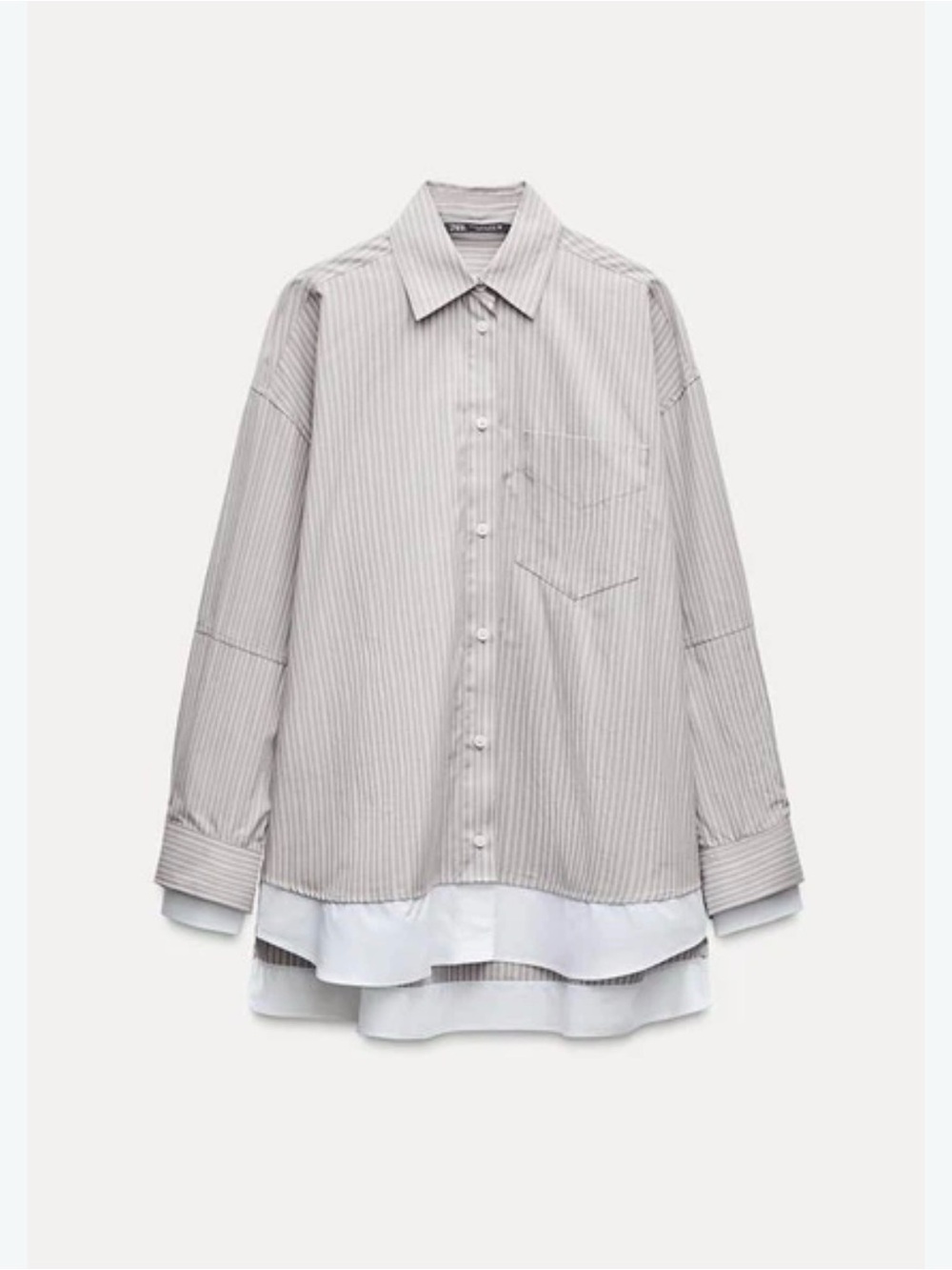 Zara Layered Pinstripe Button-Down Shirt in Gray and White